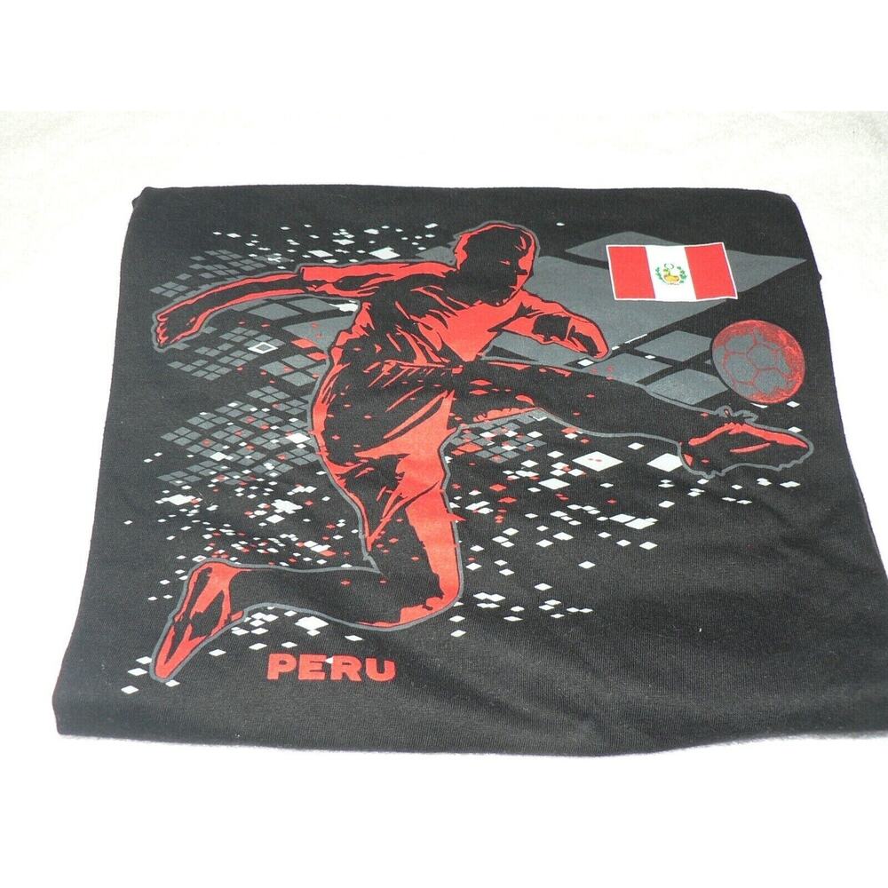 Gen2‎ Kids National Soccer Apparel Peru T-Shirt Black/Red/Grey Medium 10/12
